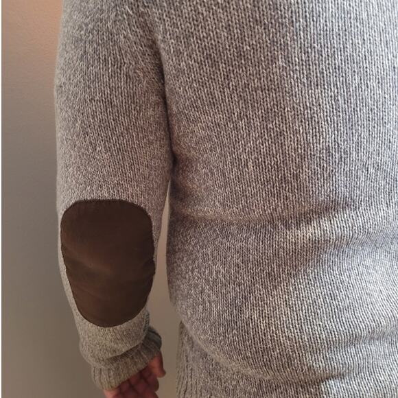 Chaps Mens Gray Speckled Logo Knit Sweater Sz Medium Heritage Old Money Grandpa - Picture 4 of 14